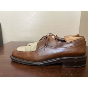 Mezlan Mens Oxford Dress Shoes Brown Beige Apron Toe Lace Up Low Top 10